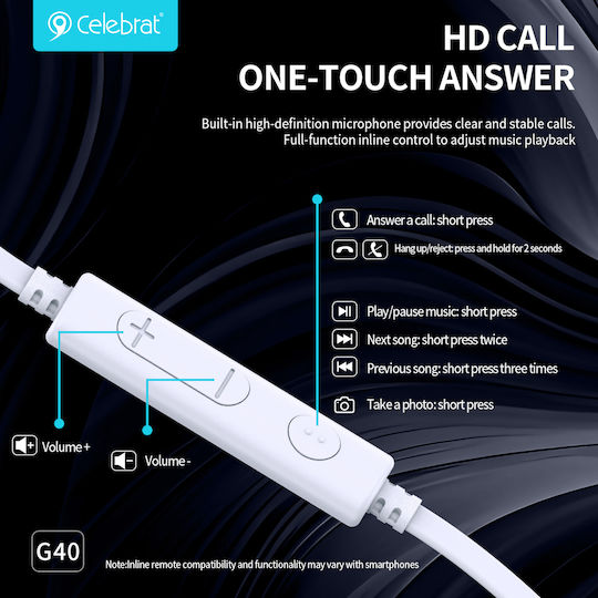 Celebrat G40 In-Ear Freisprecheinrichtung Kopfhörer mit USB-C Weiß