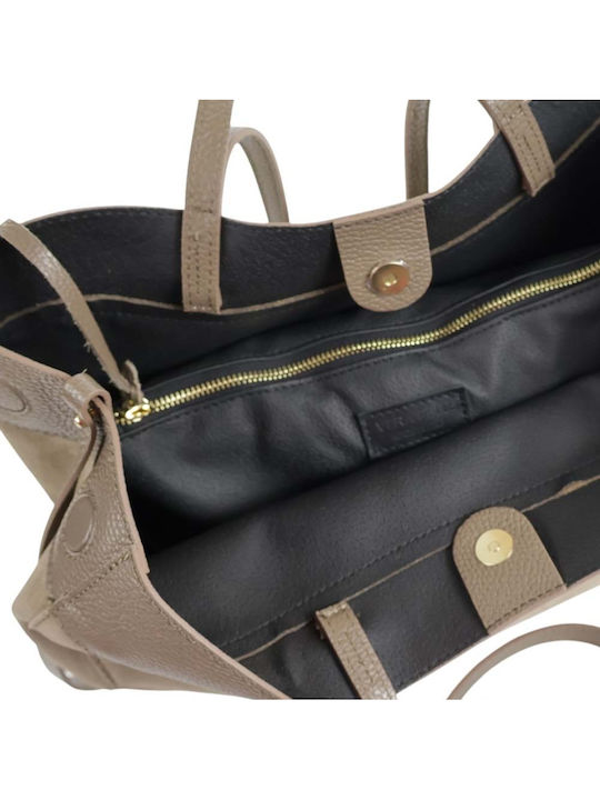 Damentasche Aus Leder Schulter Handtasche Suede Taupe
