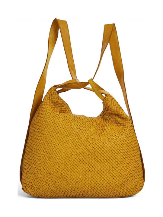 Leder Damen Schulter Rucksack Gelbe