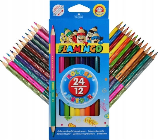 Double-sided Hexagonal Pencil Crayons 12/24 Flamingo