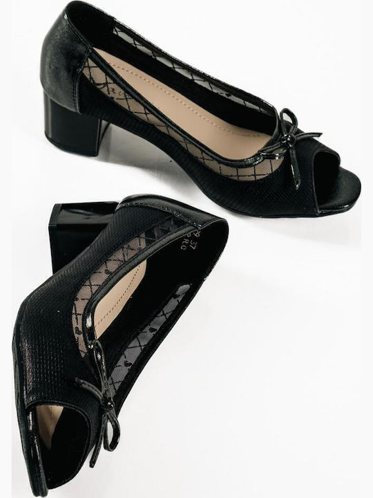 Peep Toe Γόβες Μαύρες