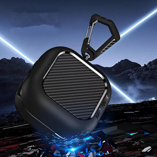 Techsuit Carbonfiber Silicone Case With Hook In Black Colour For Galaxy Buds4 / 4 Pro