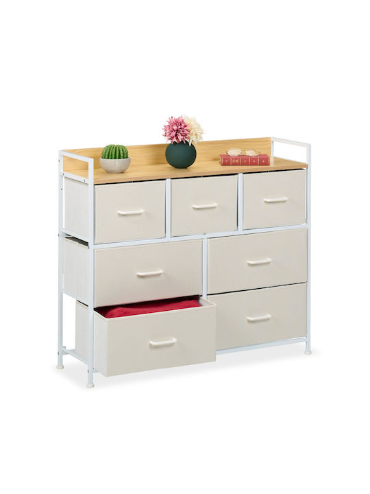 Sertar De Depozitare Din Lemn Metal Și Țesătură M100xL30.5xÎ85cm