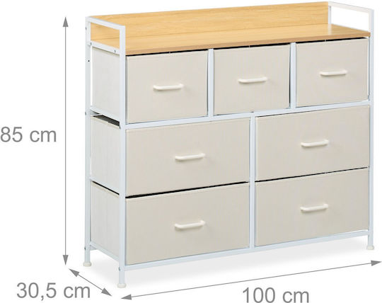 Storage Drawers from Wood Metal and Fabric L100xW30.5xH85cm