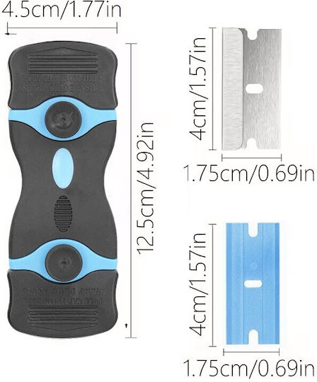 Răzuitor Multifuncțional Curățare Sticlă Ceramică Alista Home Design Ergonomic Mâner Antiderapant Include 20 Lame de Schimb 12,5 X 4,5 Cm Albastru
