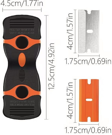 Răzuitor Multifuncțional Curățare Sticlă Ceramică Alista Home Design Ergonomic Mâner Antiderapant Include 20 Lame de Schimb 12,5 X 4,5 Cm Portocaliu