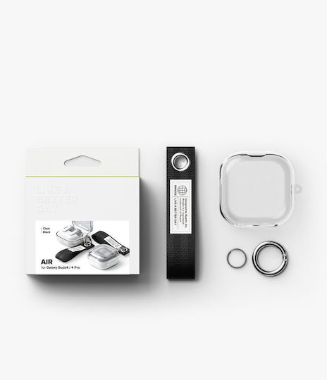 Ringke Air Case with Hook Transparent Black for Galaxy Buds4 / 4 Pro