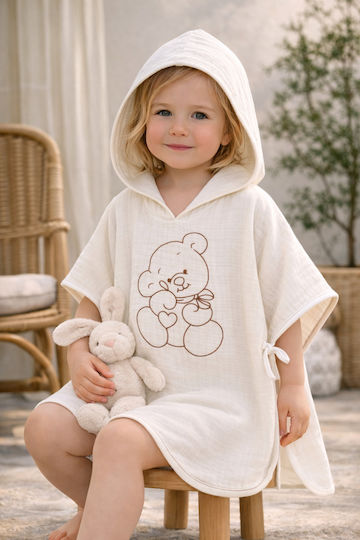 SteweHome Kinder Strandponcho Weiß
