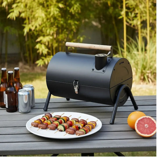 Barbecue Charcoal Kinghoff Kh 2032 Portable Adjustable Ventilation 180° Opening Cover Lock Steel Black