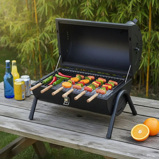 Barbecue Charcoal Kinghoff Kh 2032 Portable Adjustable Ventilation 180° Opening Cover Lock Steel Black