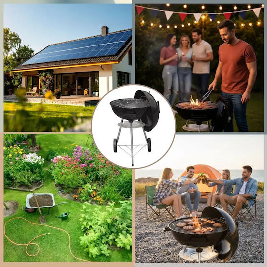 Barbecue Charcoal Kinghoff Kh 2033 Adjustable Ventilation Wheels Steel Black