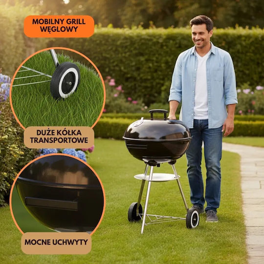 Barbecue Charcoal Kinghoff Kh 2033 Adjustable Ventilation Wheels Steel Black