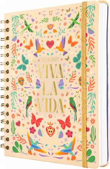 Academic Spiral Diary Hard Cover 2026/2027 Weekly 12-Month 15x21cm Frida Kahlo