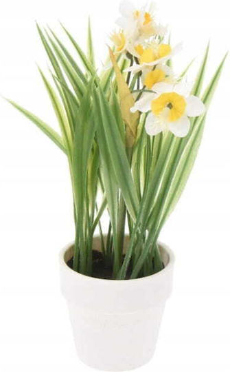 Artificial Decorative Flowers In A White Pot 23 Cm