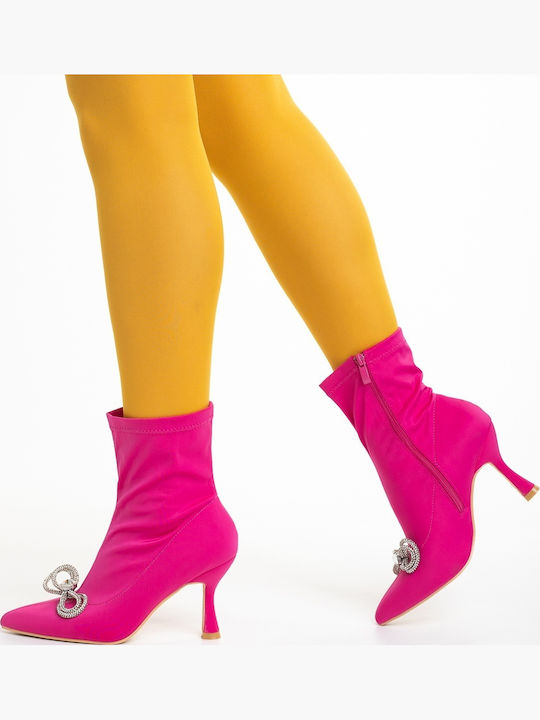 Ghete Dama Ankle cu Toc Înalt Fucsia