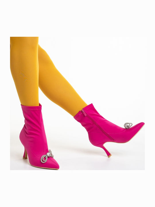 Ghete Dama Ankle cu Toc Înalt Fucsia