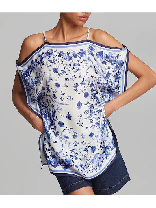 Women's Satin Blue Blouse