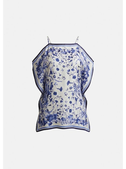 Women's Satin Blue Blouse