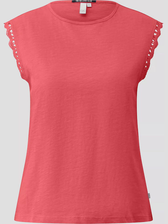 Women's Blouse with Lace Red