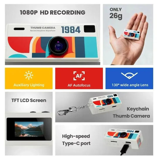 Mini Camera Keychain Thumb Camera Retro Screen & Full Hd 1080p Green G6