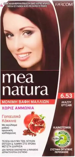 Farcom Mea Natura Βαφή Μαλλιών Χωρίς Αμμωνία 6.53 Ακαζού Χρυσαφί 60ml