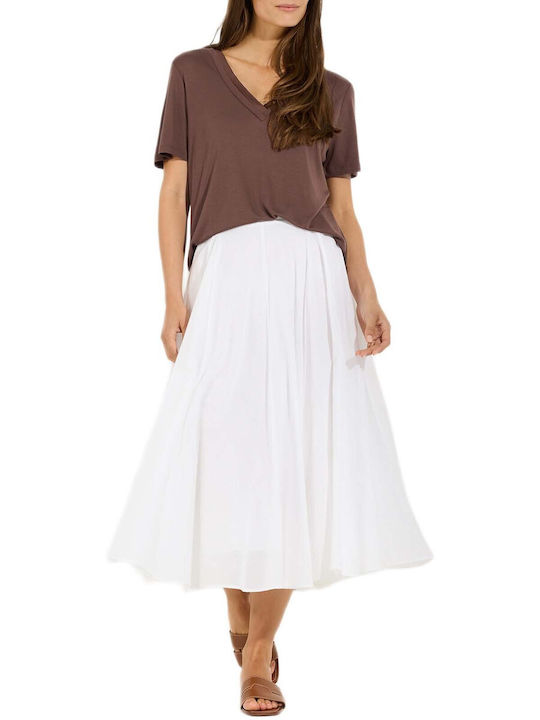 MORE & MORE Damen Bluse mit V-Ausschnitt Braune
