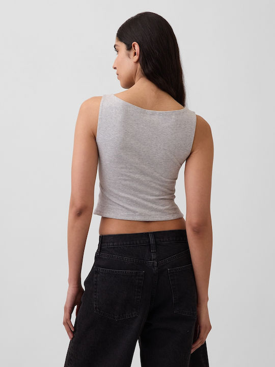 Women's Cotton Sleeveless Crop Top Light Heather Gray