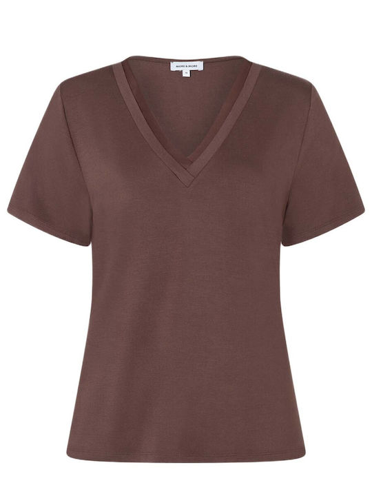 Women's Blouse with V-Neck Brown