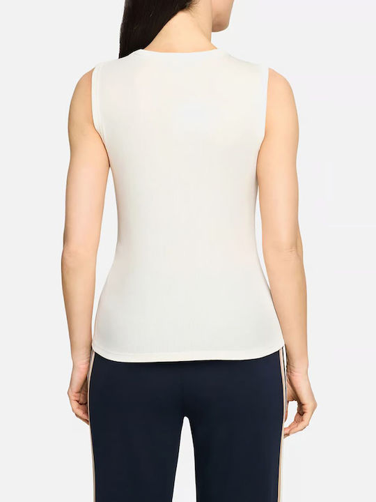 Damenbluse Baumwollärmellos Offwhite