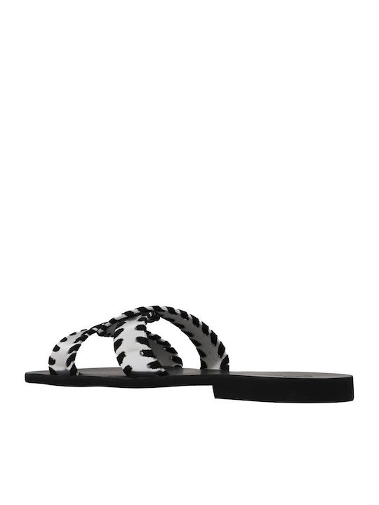 Leather Women's Flat Sandals Silver