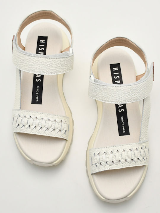 Leather Women's Flat Sandals White
