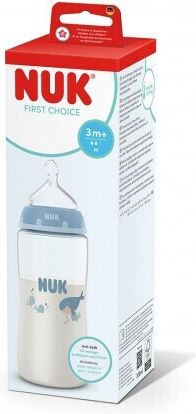 Nuk Пластмасова Бебешка Бутилка First Choice Против Колики с Биберон от Силикон за 3+ Месеца Синя 300ml