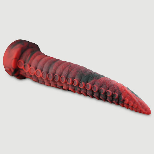 Терастно Извито Дилдо от Силикон с Ребриста Повърхност Ass Shredder Ribbed Платинен Силикон Голям Анален Дилдо 57,6 См Червено Черно