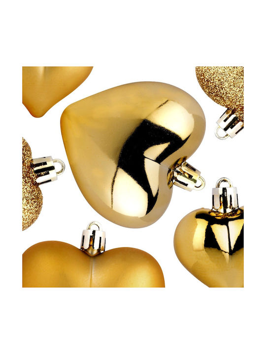 Christmas Tree Ornaments Set 16 Pieces K-m Heart Gold Avs101600