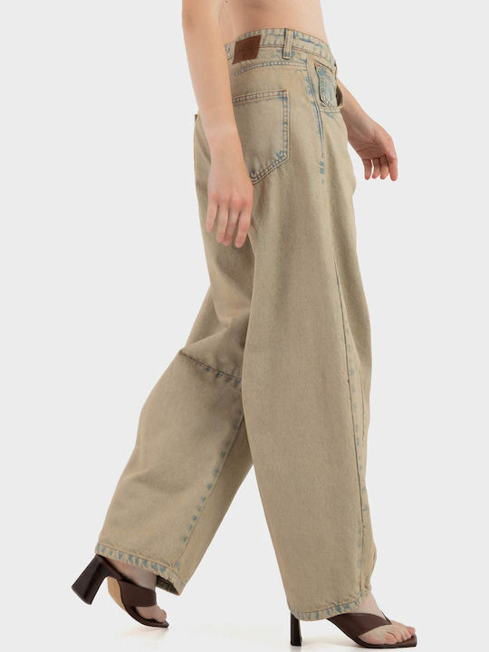 Damen Stoffhose in Lose Passform Beige