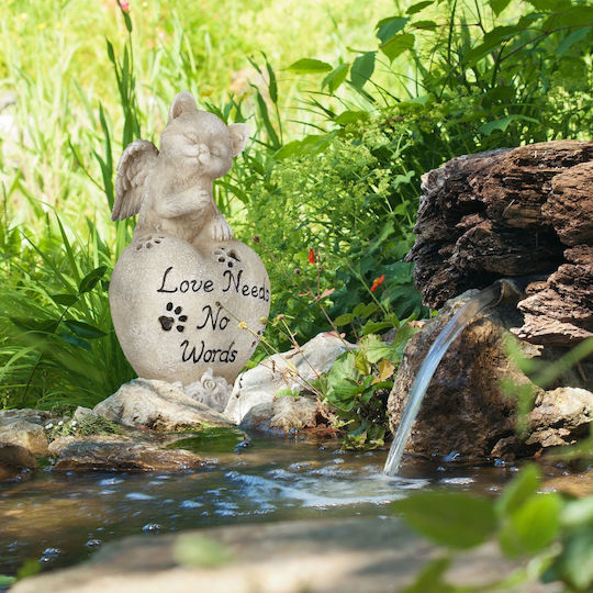 Statuetă Memorială Pisici Relaxdays Inimă Urme de Lăbuțe Crem 11x10x20,5cm