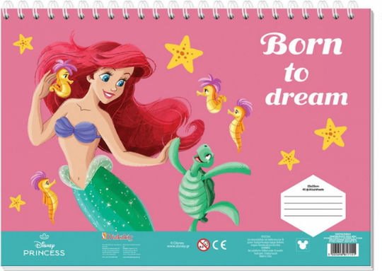 Drawing Pads Diakakis 40 Sheets Disney Princess Ariel 23x33cm Stickers Stencils 000565864 Two Designs