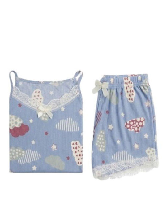 Soccus Set De Pijamale Dama De Vară Albastru