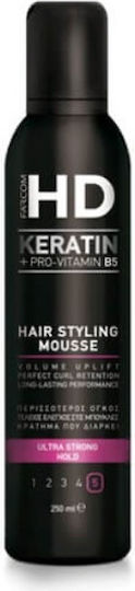 Farcom HD Keratin Αφρός Μαλλιών Όγκος Hair Styling Mousse Ultra Strong Hold 250ml