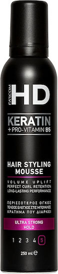 Farcom HD Keratin Αφρός Μαλλιών Όγκος Hair Styling Mousse Ultra Strong Hold 250ml