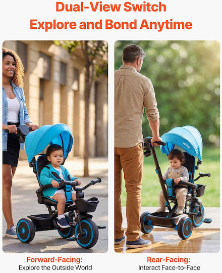 Vevor Toddler Convertible with Parental Handle 6 in 1 for 1-5 Years Blue