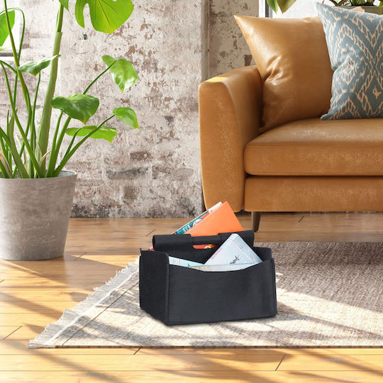 Relaxdays Θήκη Περιοδικών Μαύρη 29x24x32εκ.