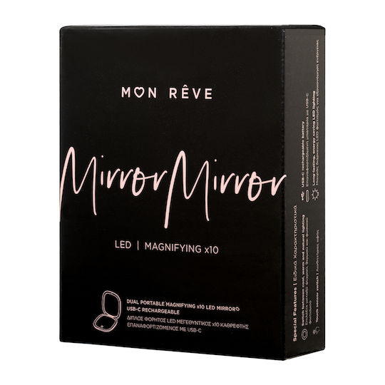 Mon Reve Makeup Mirror Hand with Light Zoom x10 Pink