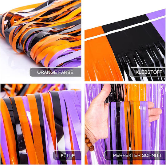 Halloween Decoration Background Orange Purple Black 3 Pieces 1x2 M