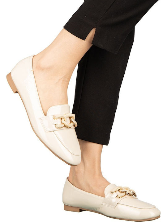 Loafers Dama Din Piele În Culoare Bej
