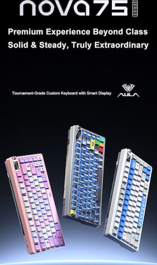 Aula Nova 75 Wireless Gaming Keyboard 75% with Custom Switches and RGB Lighting English US Gray