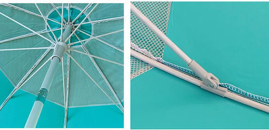 Maui & Sons Ultra Light 190/8 Folding Beach Umbrella Aluminum Diameter 1.9m with UV Protection and Air Duct Hedge Green
