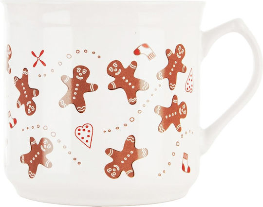 Orion Ornament de masă de Crăciun Cană Ceramic Alb D11.5cm.