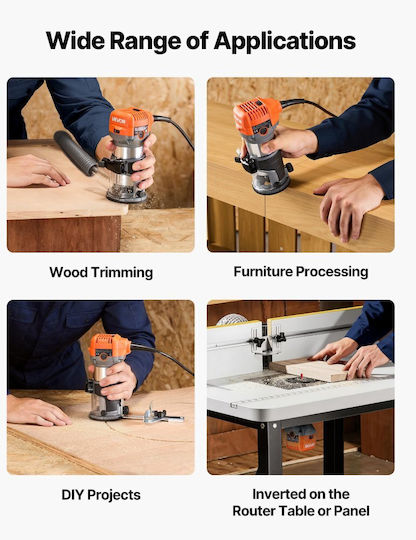 Vevor YXKBJGDSDZJSRZTKS001V2 Trim Router 710W with Speed Setting and with Dust Suction System
