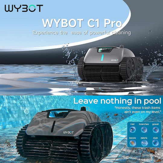 Wybot C1 Pro Wireless Robot Vacuum 65W Bottom Walls Waterline for Pools 150m²